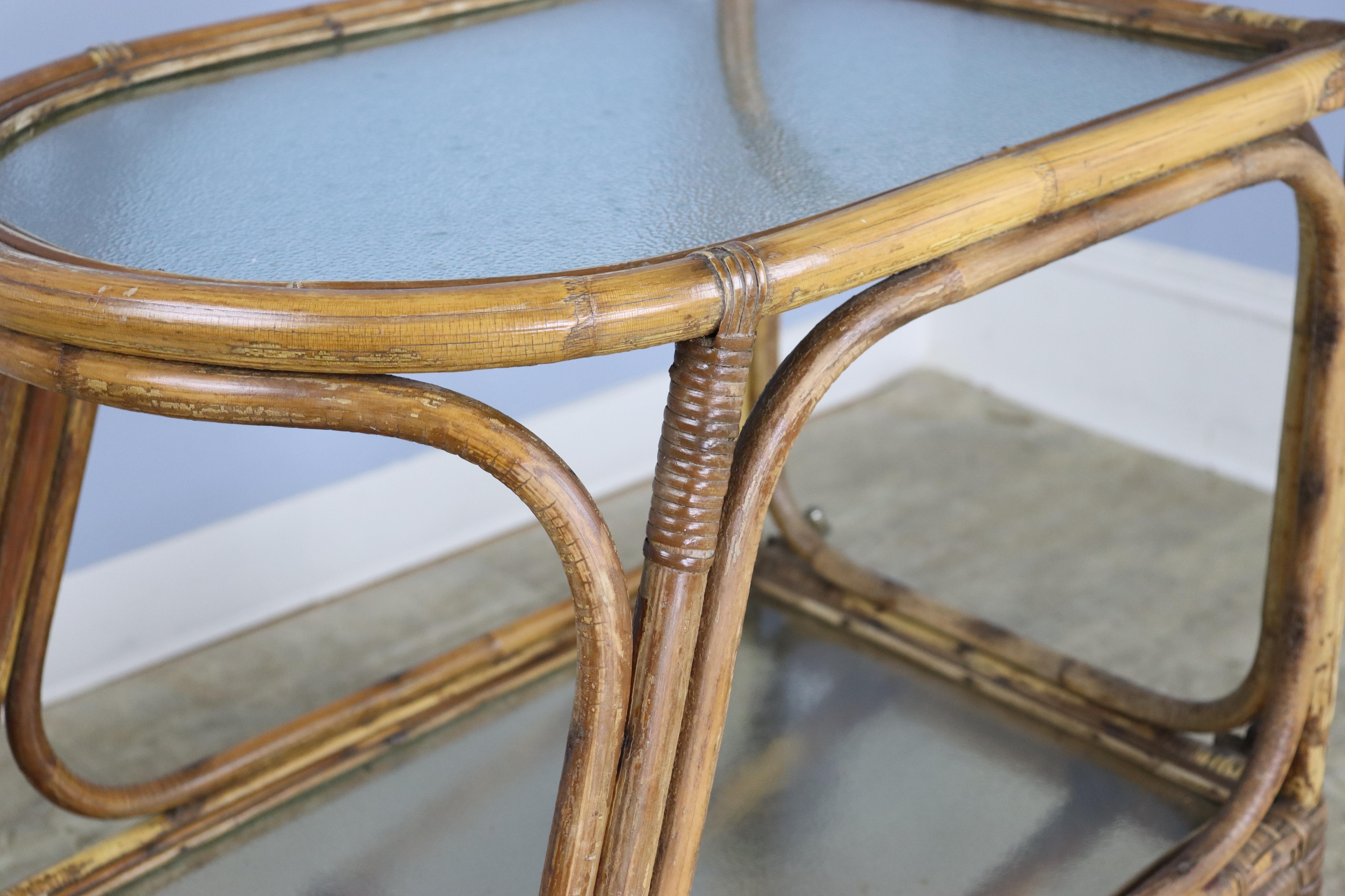 Mid Century Split Cane Drinks Trolley For Sale 2