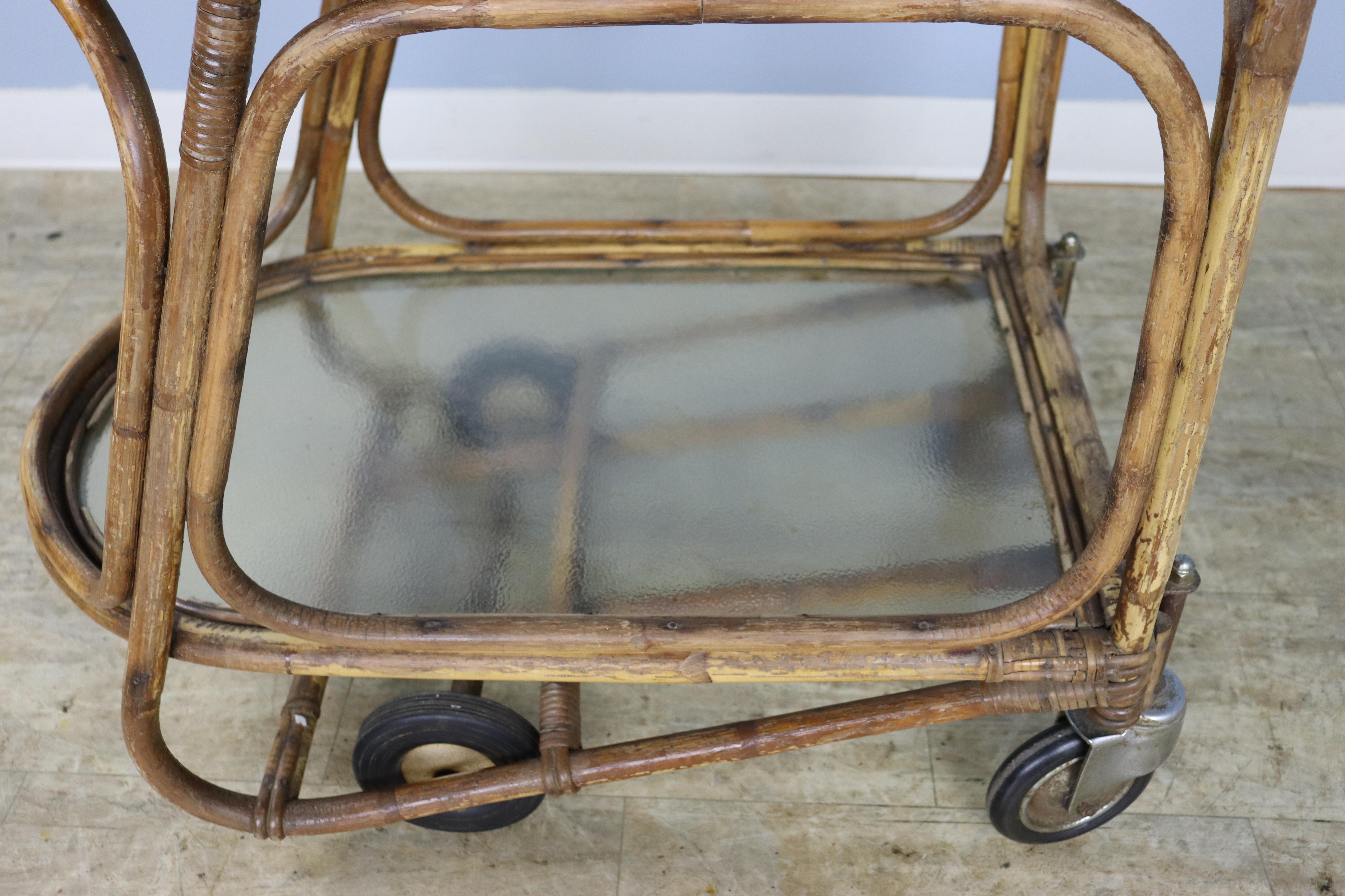 Mid Century Split Cane Drinks Trolley For Sale 3