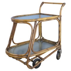 Mid Century Split Cane Drinks Trolley
