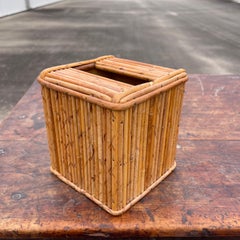Mid-Century Split Pencil Reed Bamboo Tissue Box Cover