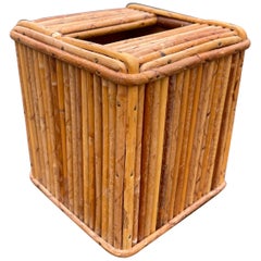 Mid-Century Split Pencil Reed Bamboo Tissue Box Cover