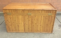 Mid Century Split Reed Bamboo and Brass Mounted Blanket Chest