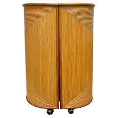 Mid Century Split Reed Rattan Bar Cart