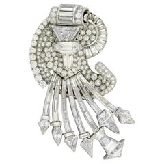 Mid Century Spray Design 29 Carat Diamond Brooch and Pendant