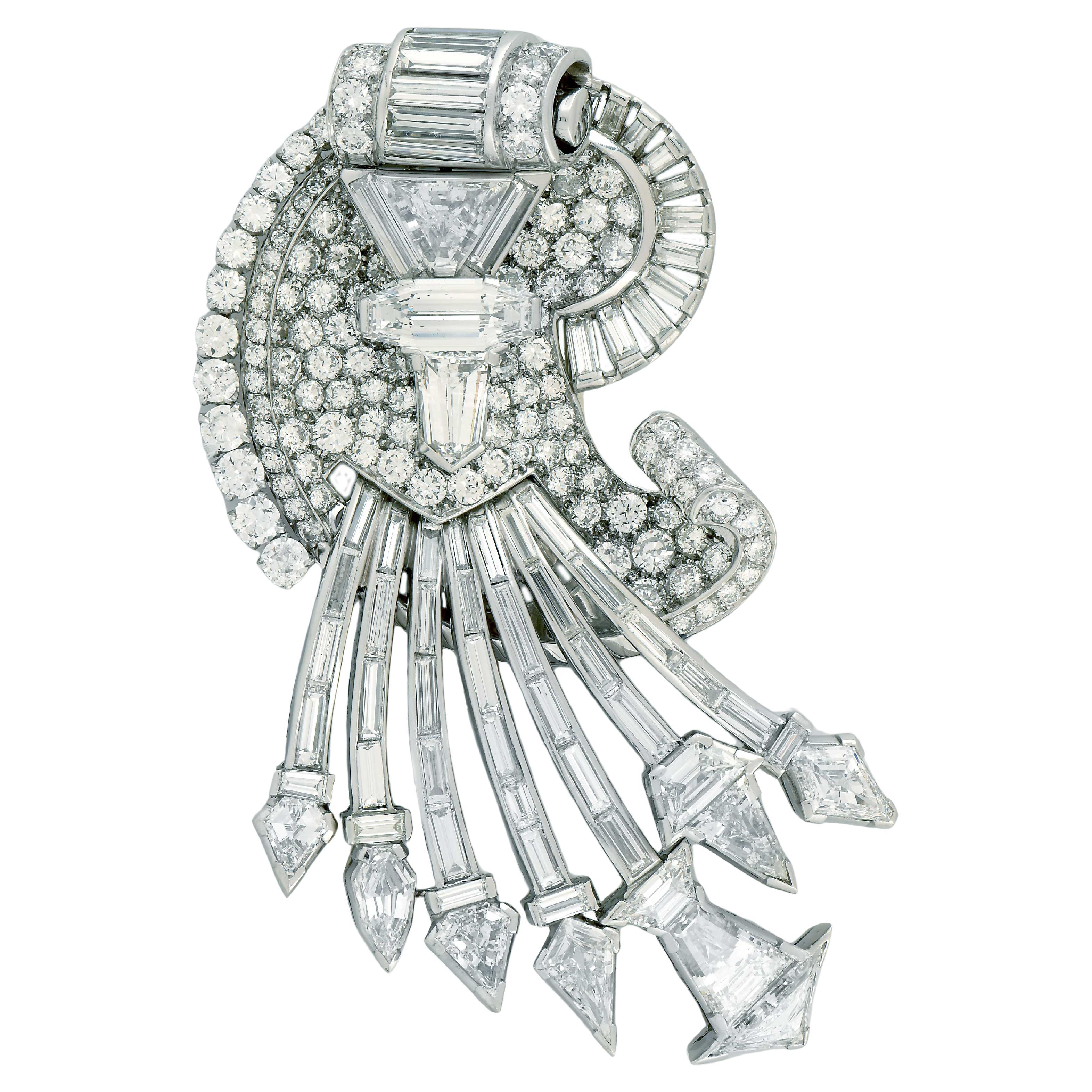 Mid Century Spray Design 29 Carat Diamond Brooch and Pendant