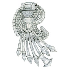 Mid Century Spray Design 29 Carat Diamond Brooch and Pendant