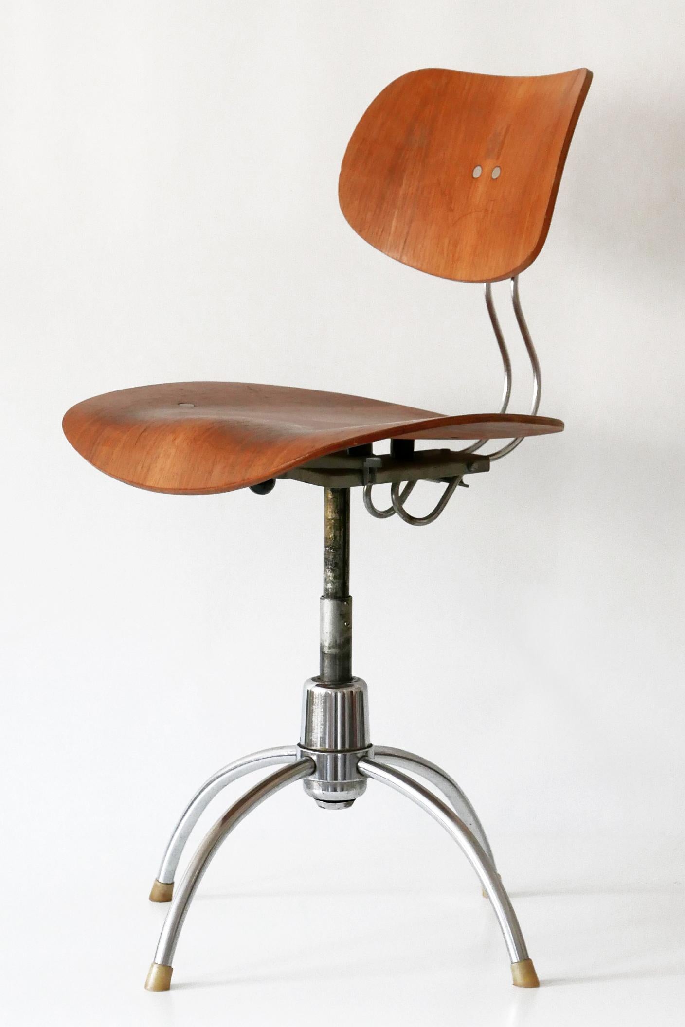 Midcentury Spring Swivel Office Chair SE 40 by Egon Eiermann for Wilde + Spieth 4