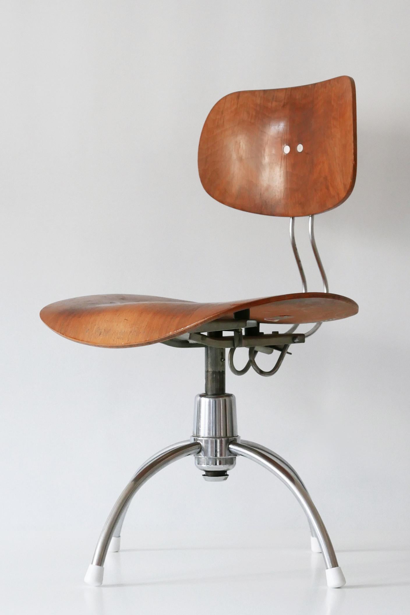 Mid-20th Century Midcentury Spring Swivel Office Chair SE 40 by Egon Eiermann for Wilde + Spieth