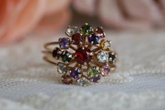 Sputnik-Ring aus der Mitte des Jahrhunderts, 1,66 TCW, mit mehreren Steinen, 14-karätiges Gelbgold, Cluster-Ring, 1960er Jahre