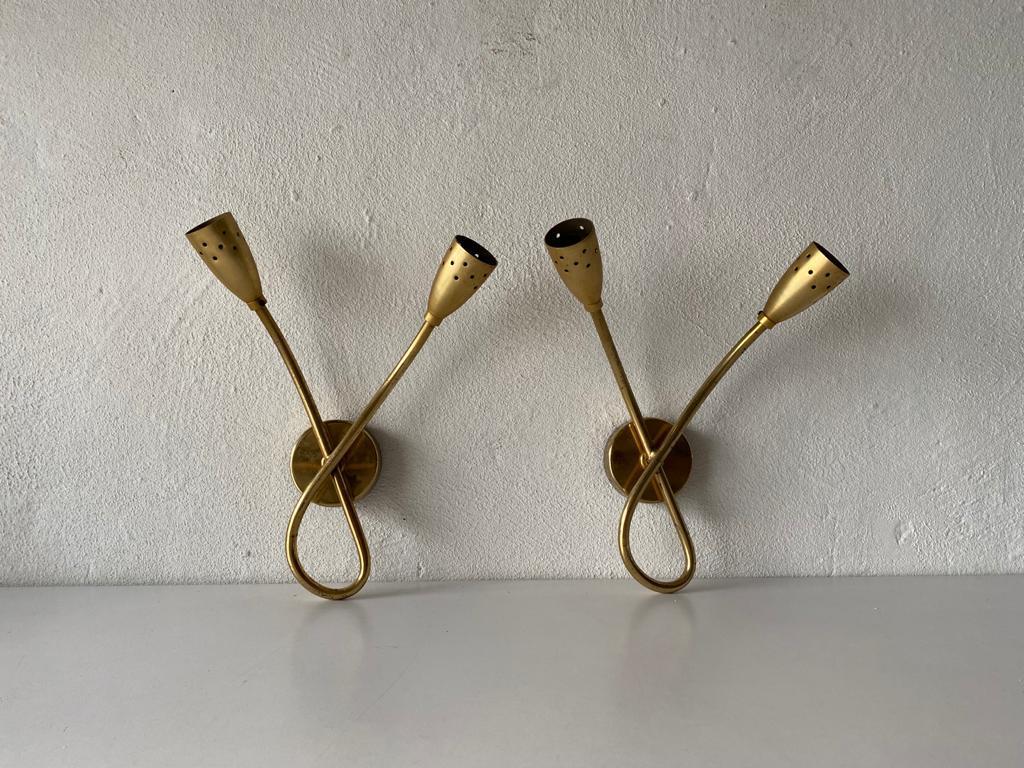 Mid Century Sputnik Brass Pair of Sconces, 1950s Italy 4
