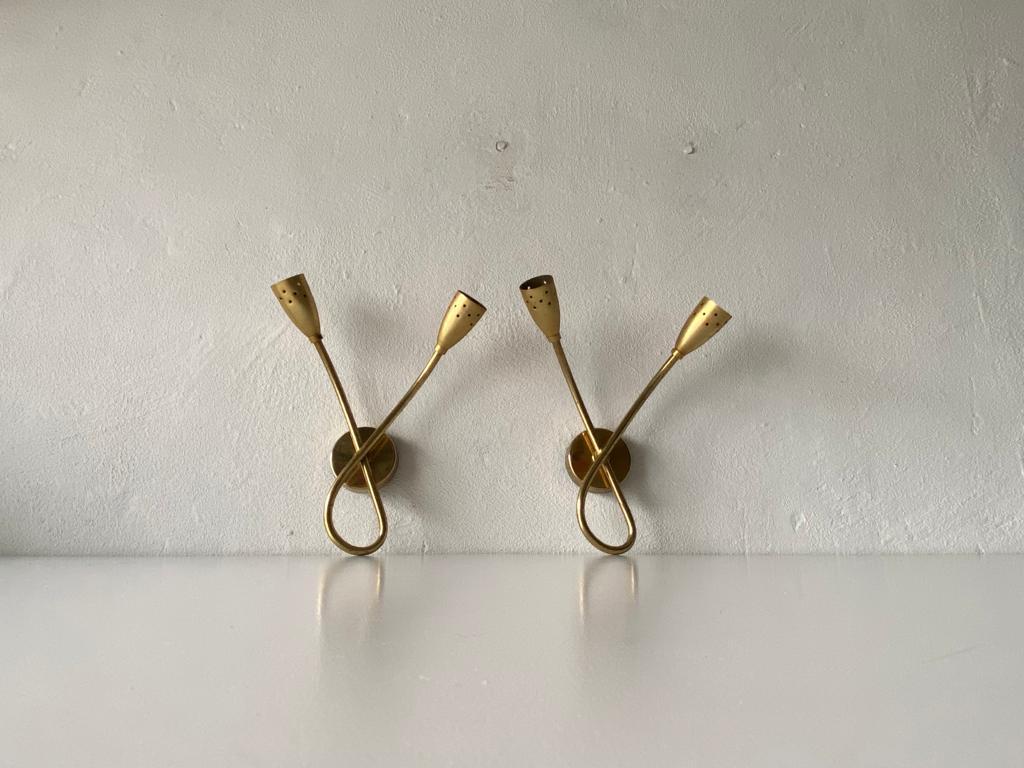 Mid Century Sputnik Brass Pair of Sconces, 1950s Italy 6