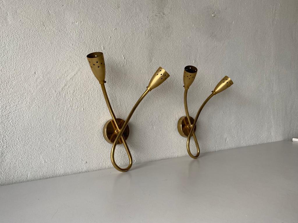 Mid Century Sputnik Brass Pair of Sconces, 1950s Italy In Good Condition In Hagenbach, DE