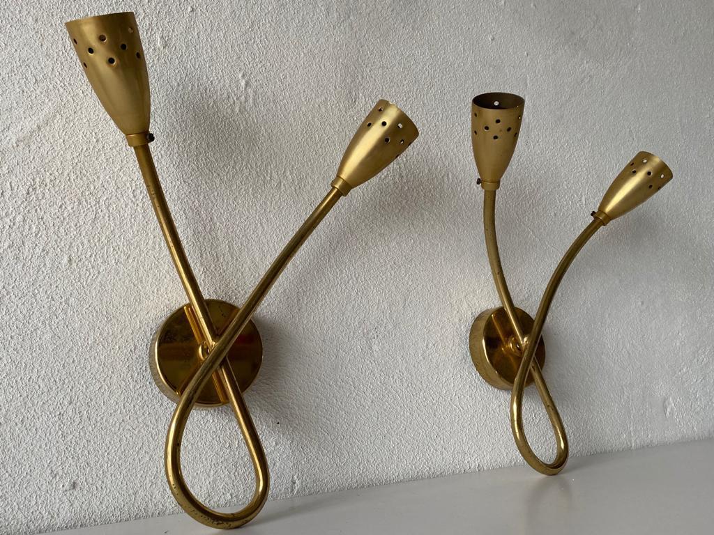 Mid-20th Century Mid Century Sputnik Brass Pair of Sconces, 1950s Italy