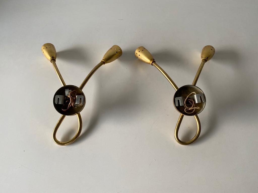 Mid Century Sputnik Brass Pair of Sconces, 1950s Italy 1