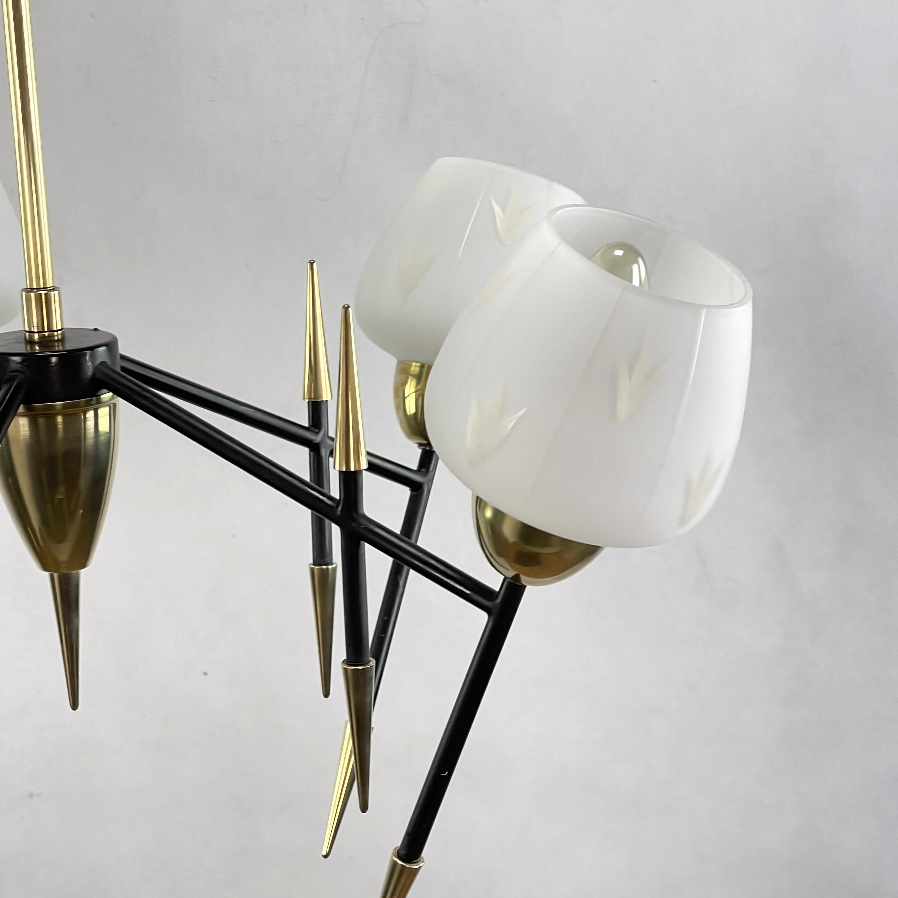 Mid-Century Sputnik Ceiling Lamp in the Style of Maison Lunel, 1950s For Sale 3