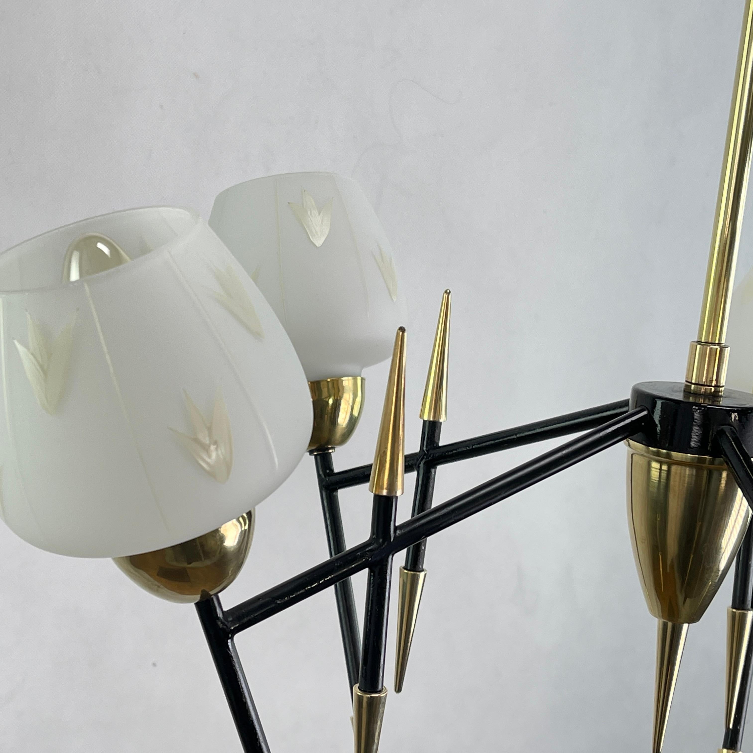 French Mid-Century Sputnik Ceiling Lamp in the Style of Maison Lunel, 1950s For Sale