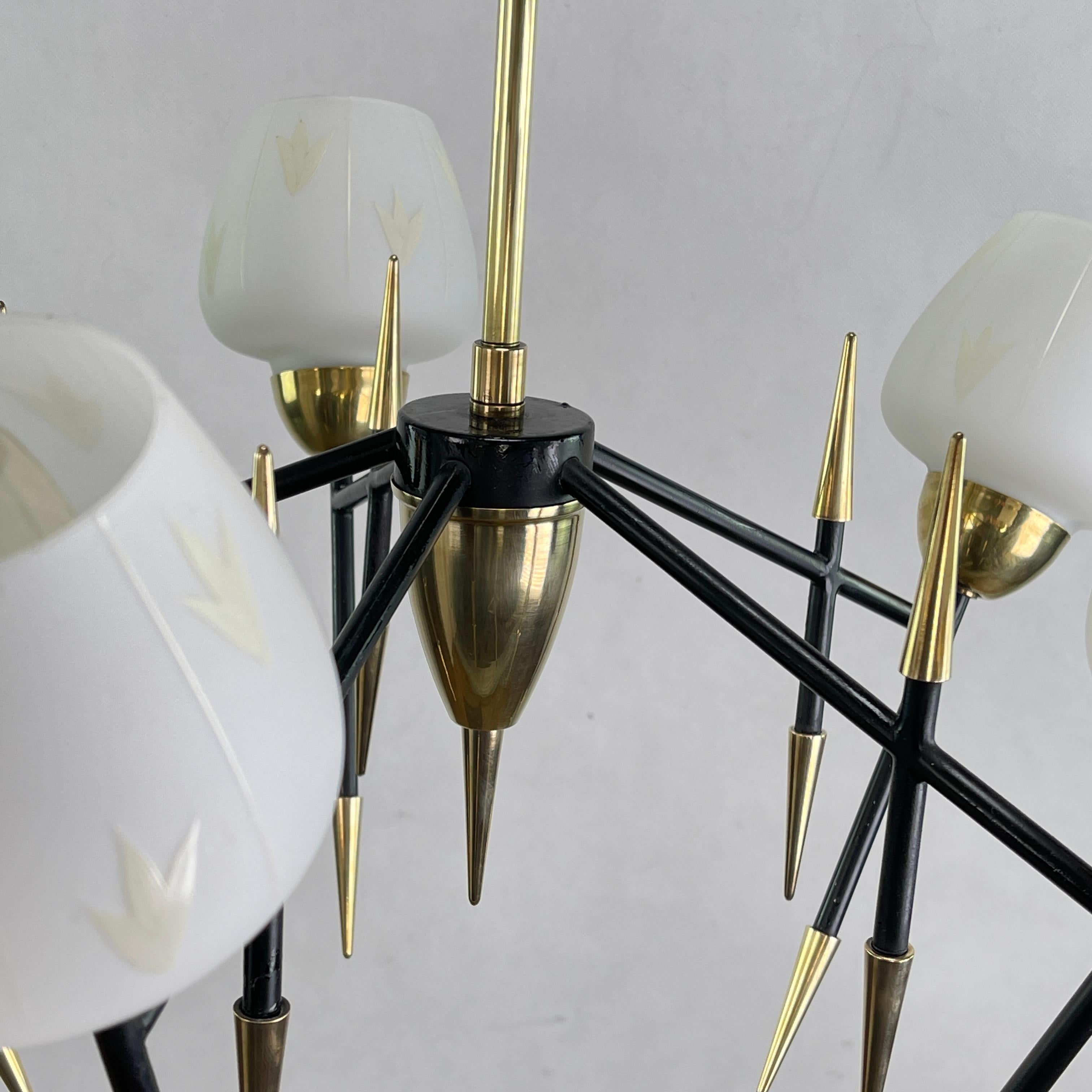 Mid-Century Sputnik Ceiling Lamp in the Style of Maison Lunel, 1950s For Sale 1