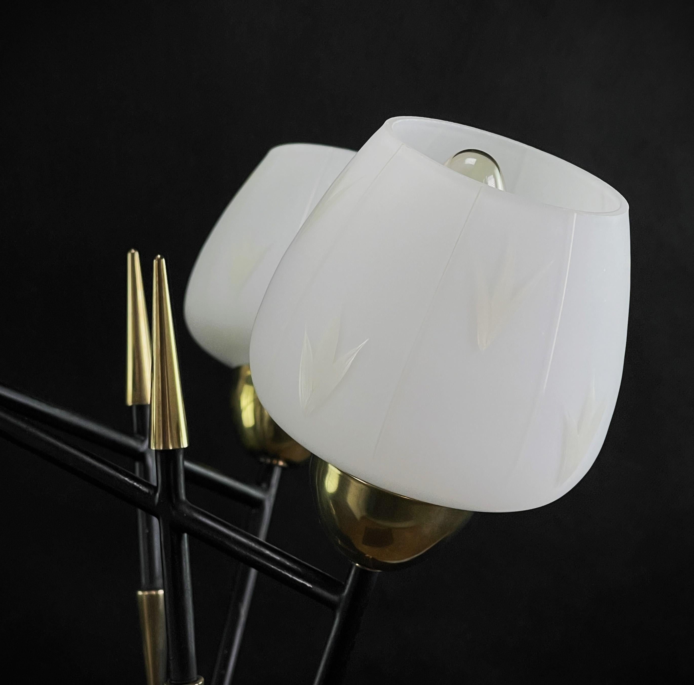 Mid-Century Sputnik Ceiling Lamp in the Style of Maison Lunel, 1950s For Sale 2