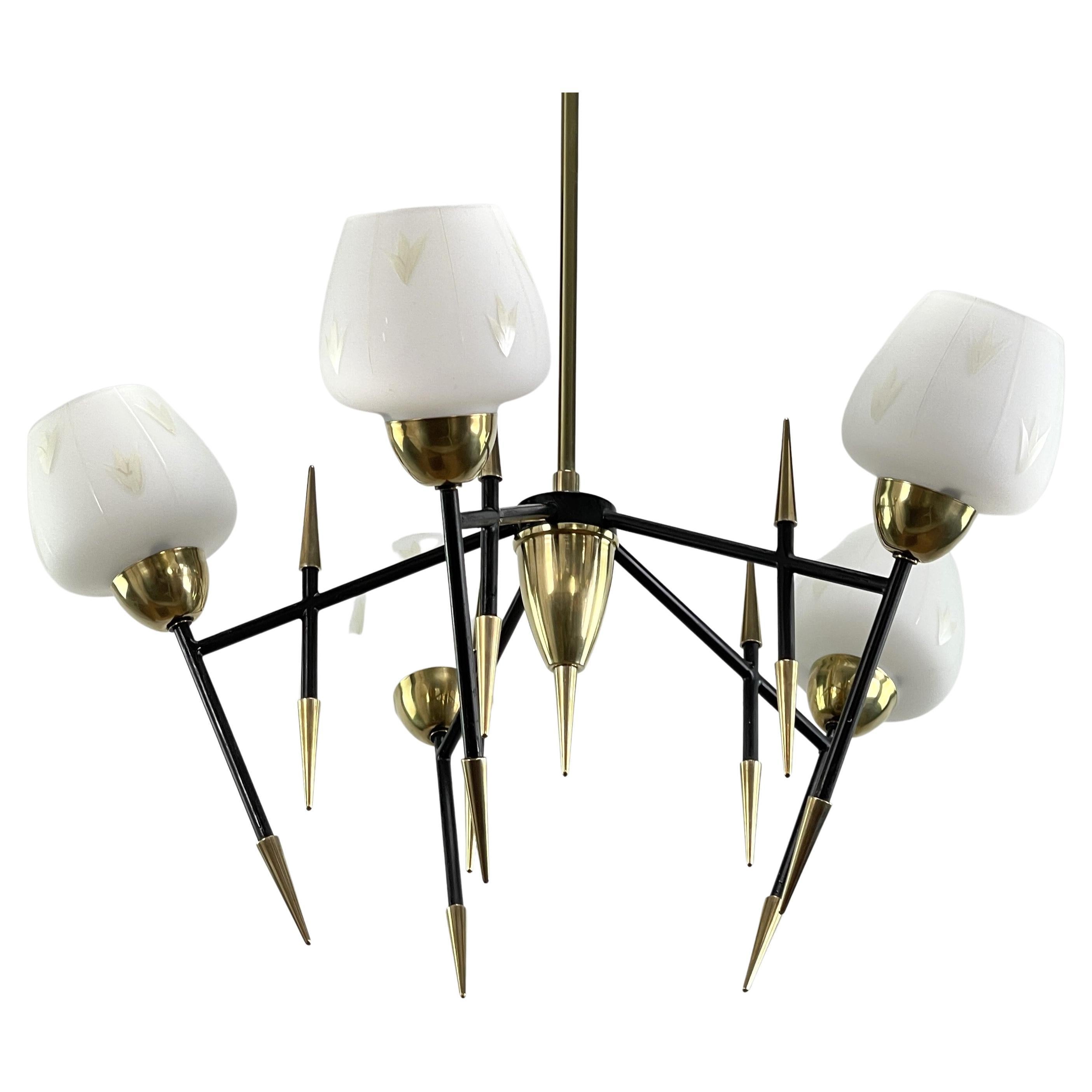 Mid-Century Sputnik Ceiling Lamp in the Style of Maison Lunel, 1950s For Sale