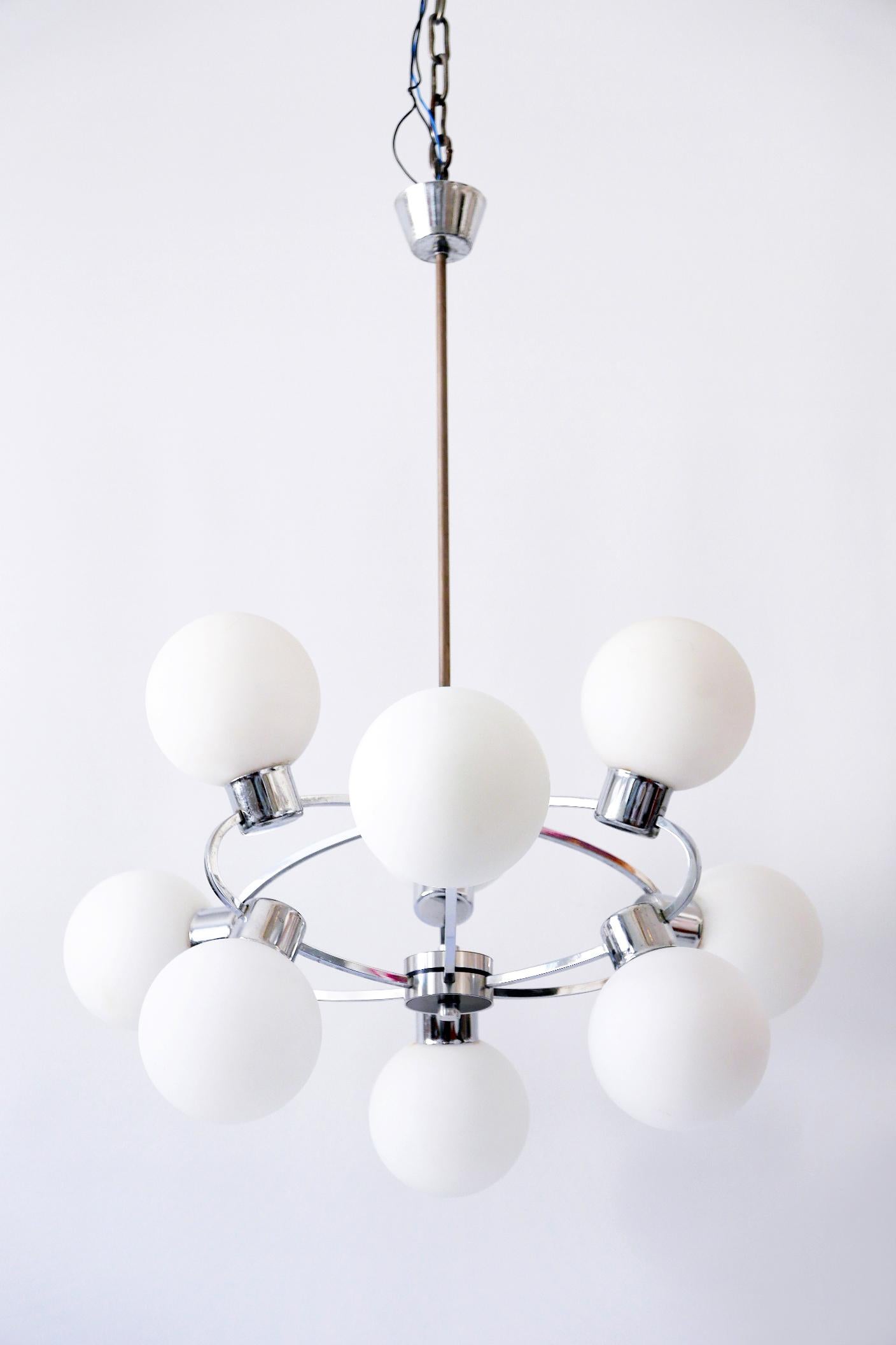 Plated Midcentury Sputnik Multi-Globe Chandelier or Pendant Lamp Orbit, 1970s, Germany For Sale