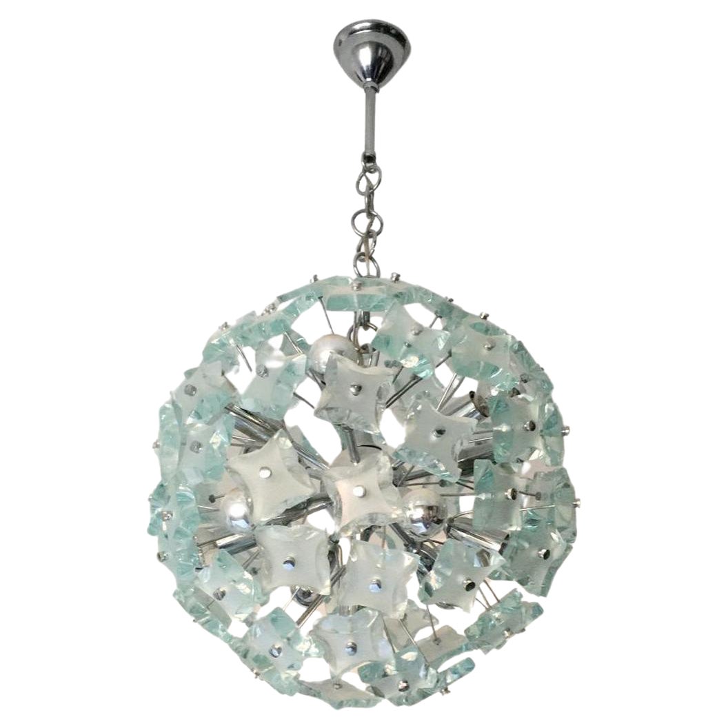 Mid Century Sputnik Murano Cut-Glass Chandelier by Zero Quattro, Italy 60s For Sale