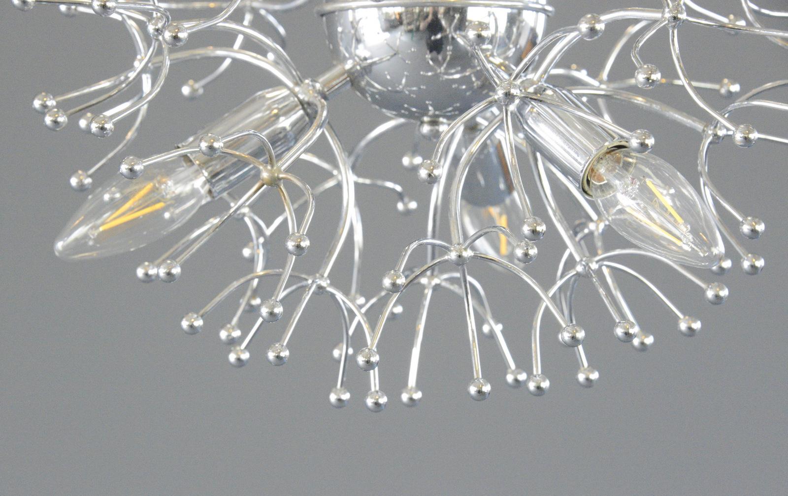 Mid Century Sputnik Pendant Light By Sciolari Circa 1960s

- Chrome plated brass arms
- Takes 6x E14 bulbs
- By Gaetano Sciolari
- Italian ~ 1960s
- 40cm wide x 40cm tall
- 145cm from ceiling rose to base of the light, this is adjustable

Condition