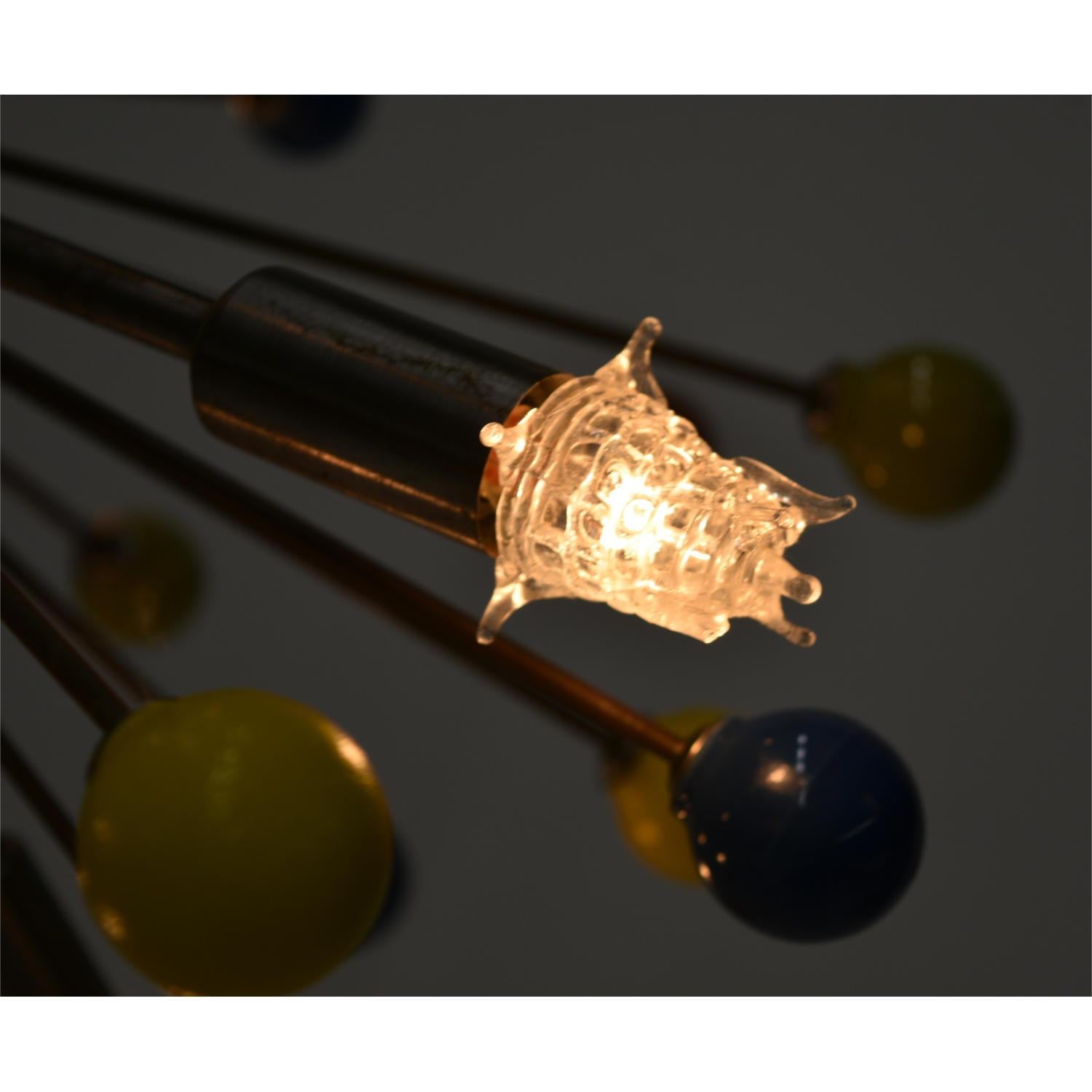 Ceramic Mid-Century Sputnik Starburst Chandelier Pendant Light with Multi-Color Balls