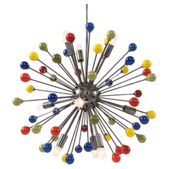 Vintage Mid-Century Sputnik Starburst Chandelier Pendant Light with Multi-Color Balls