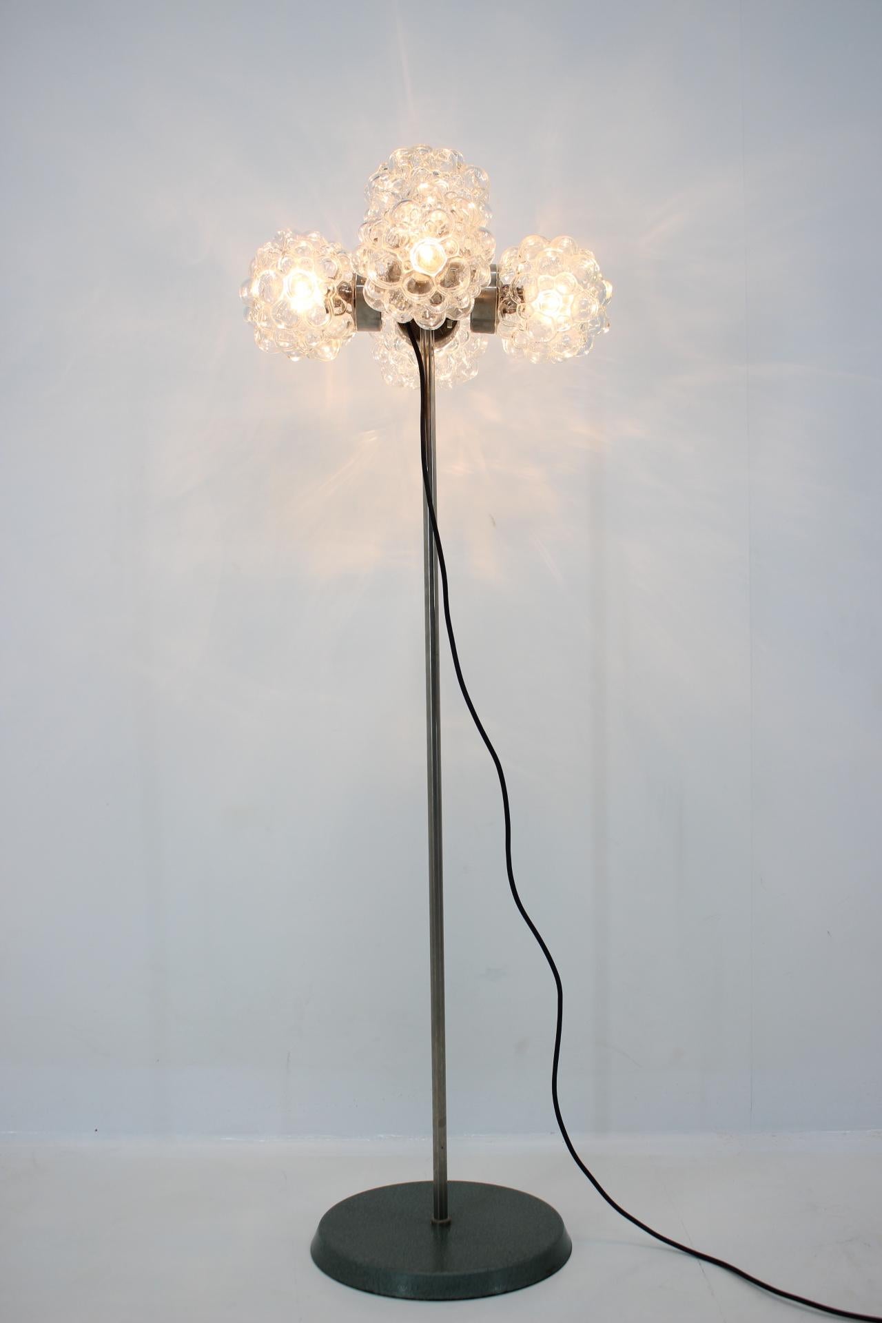Steel Midcentury Sputnik Style Art Glass Floor Lamp, 1970s For Sale