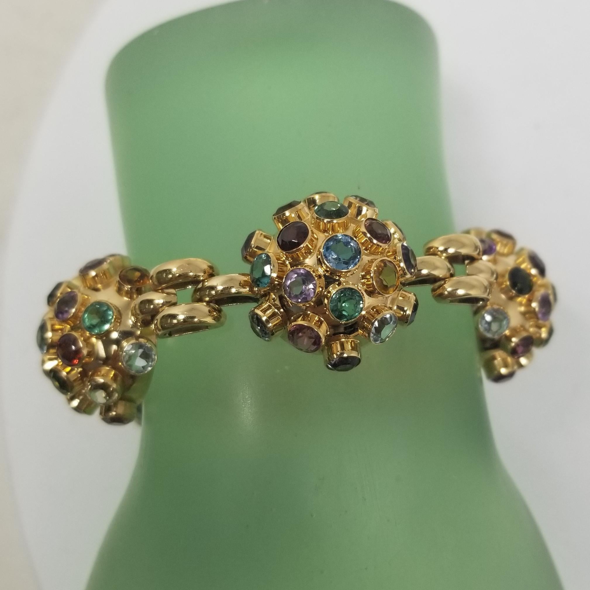 Round Cut Midcentury Sputnik Style Bracelet in 18 Karat Rose Gold