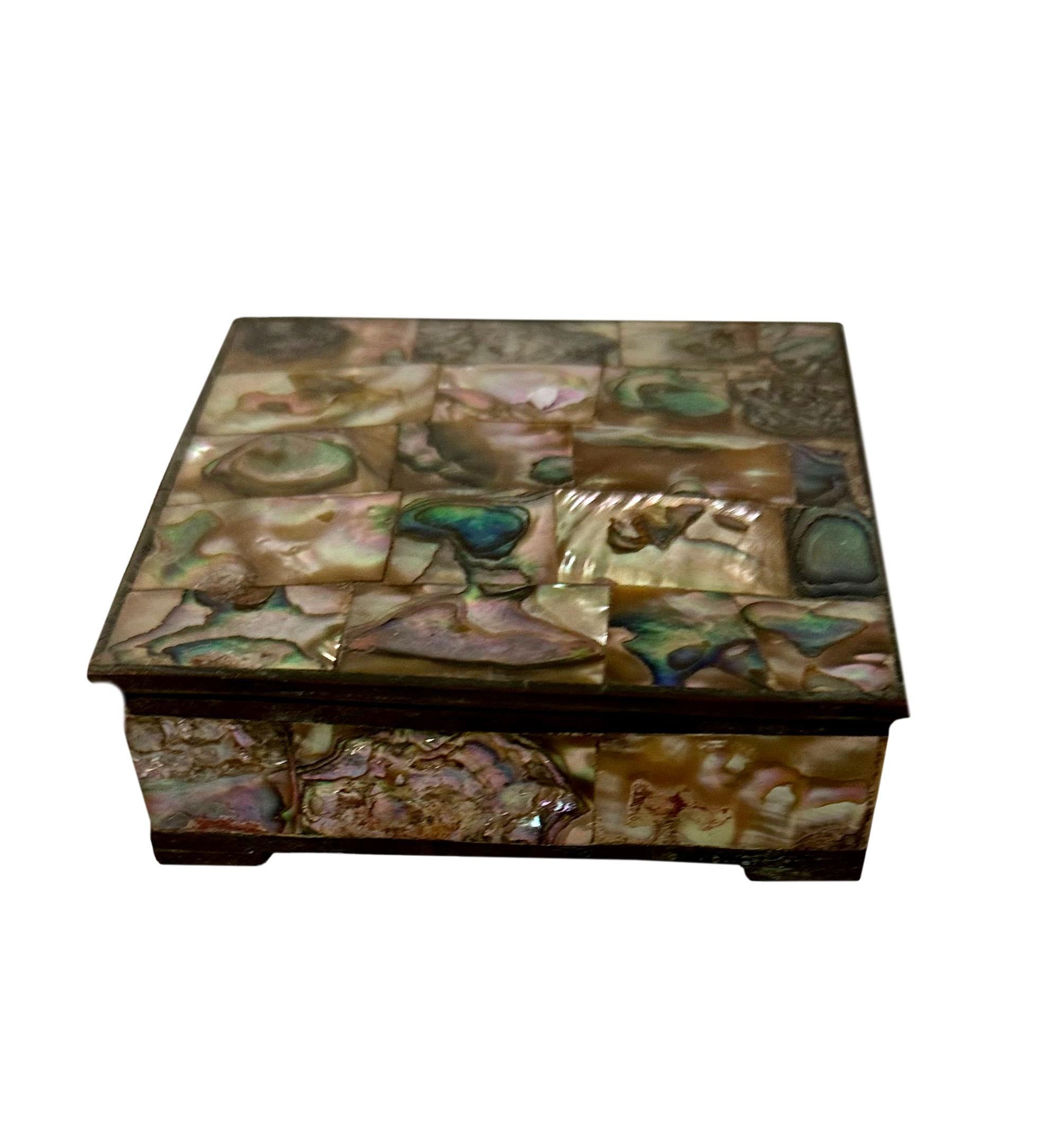 Mid-20th Century Mid-Century Square Abalone Box For Sale