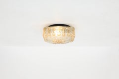 Mid-Century Square Amber Pressed Glass Ceiling Light or Wall Sconce