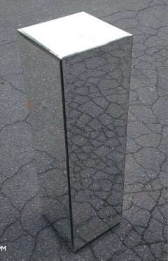 Mid-Century Square Beveled Mirrored Pedestal