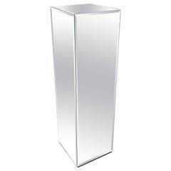 Mid-Century Square Beveled Mirrored Pedestal (piédestal en miroir biseauté)