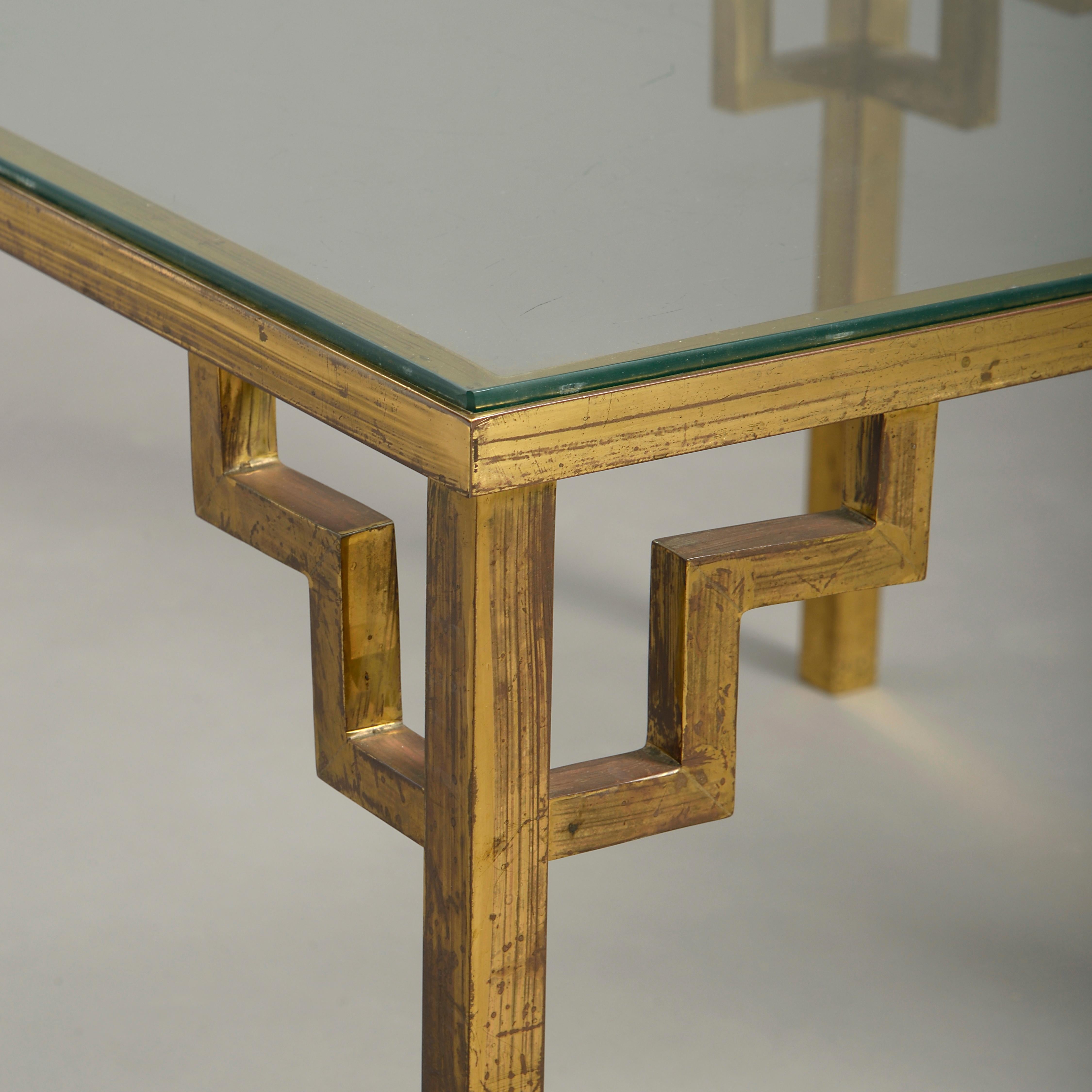 Mid-Century Modern Midcentury Square Brass Low Coffee Table
