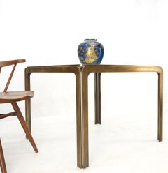 Mid Century Square Brass Profile Glass Top Side End Table Atr to Mastercraft