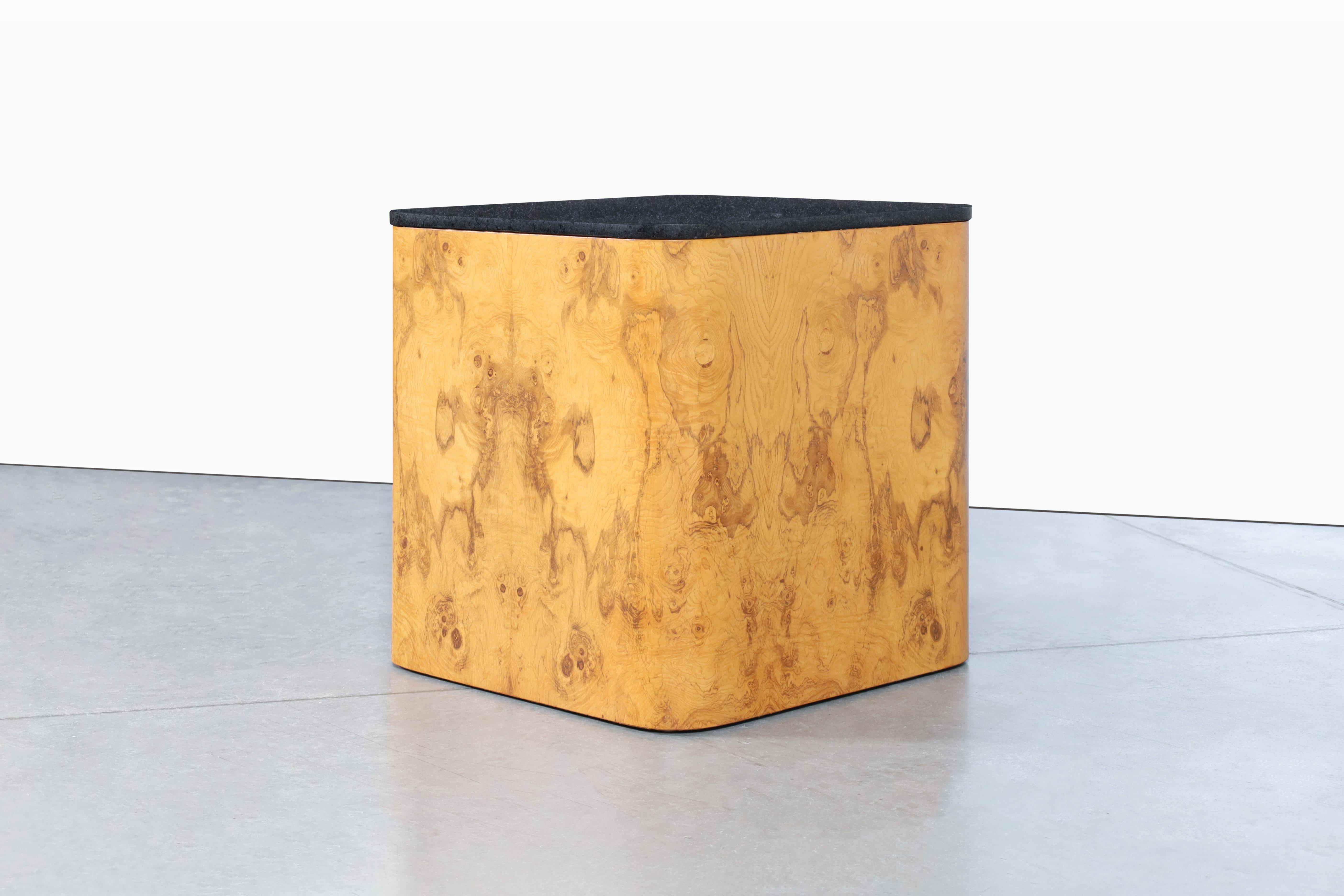 Mid-Century Square Burl Wood Side Table by Paul Mayen, 3 Available In Good Condition For Sale In North Hollywood, CA