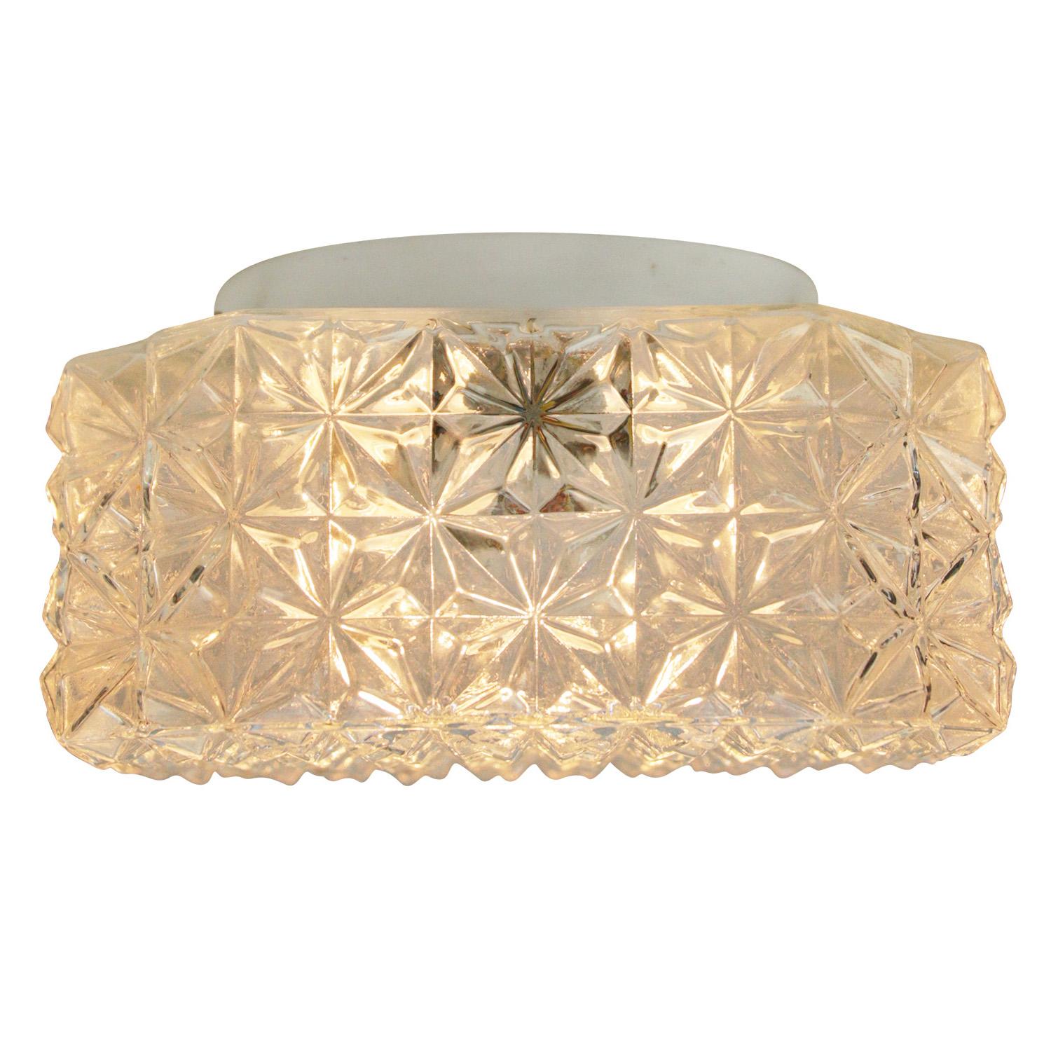 Mid-Century Square Clear Glass Flush Mount Sconce In Good Condition For Sale In Amsterdam, NL