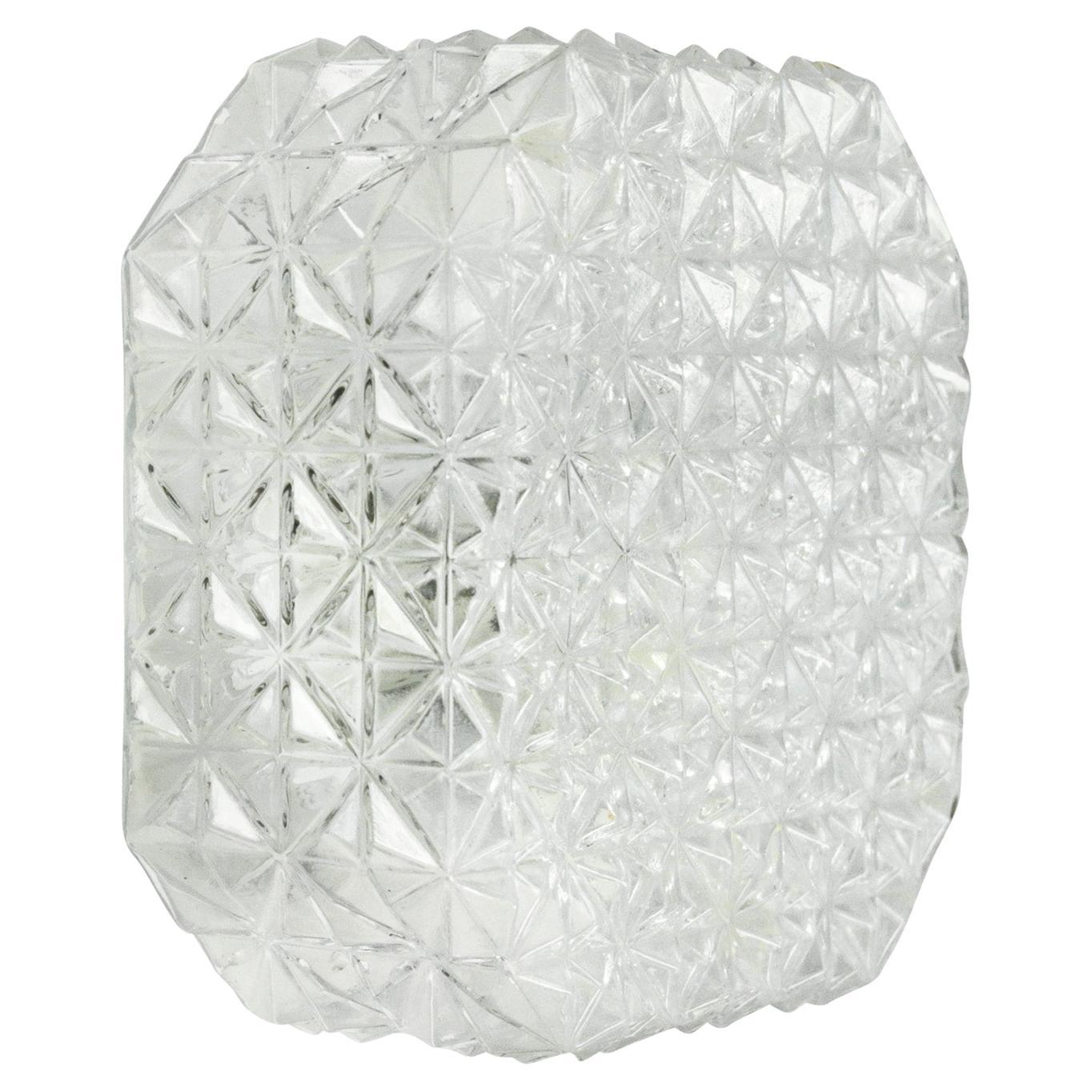 Mid-Century Square Clear Glass Flush Mount Sconce For Sale