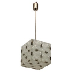 Mid-Century Square Clear Glass Pendant by Kamenicky Senov, 1960's