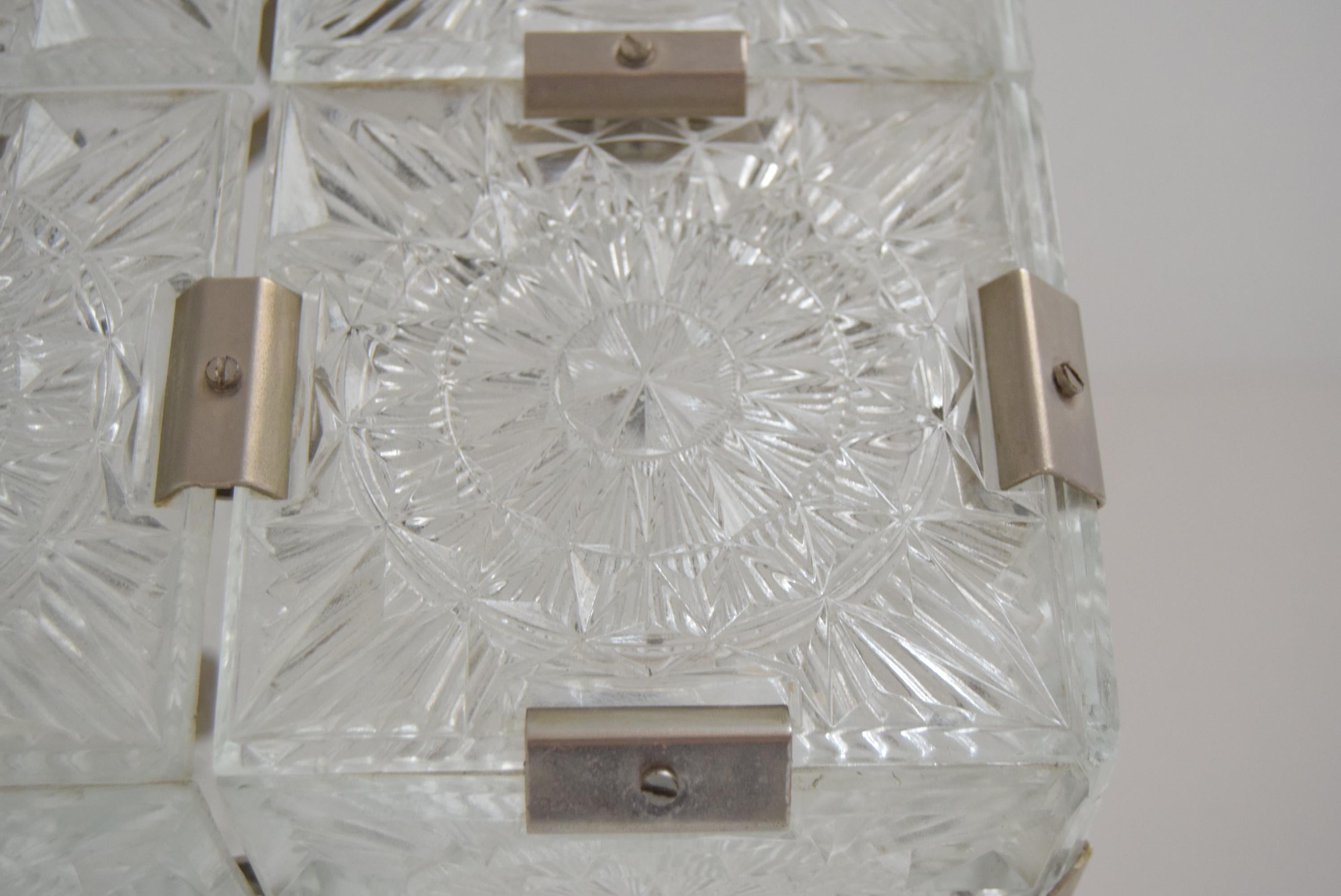 Mid-Century Square Clear Glass Pendant by Kamenicky Senov, 1960's 1