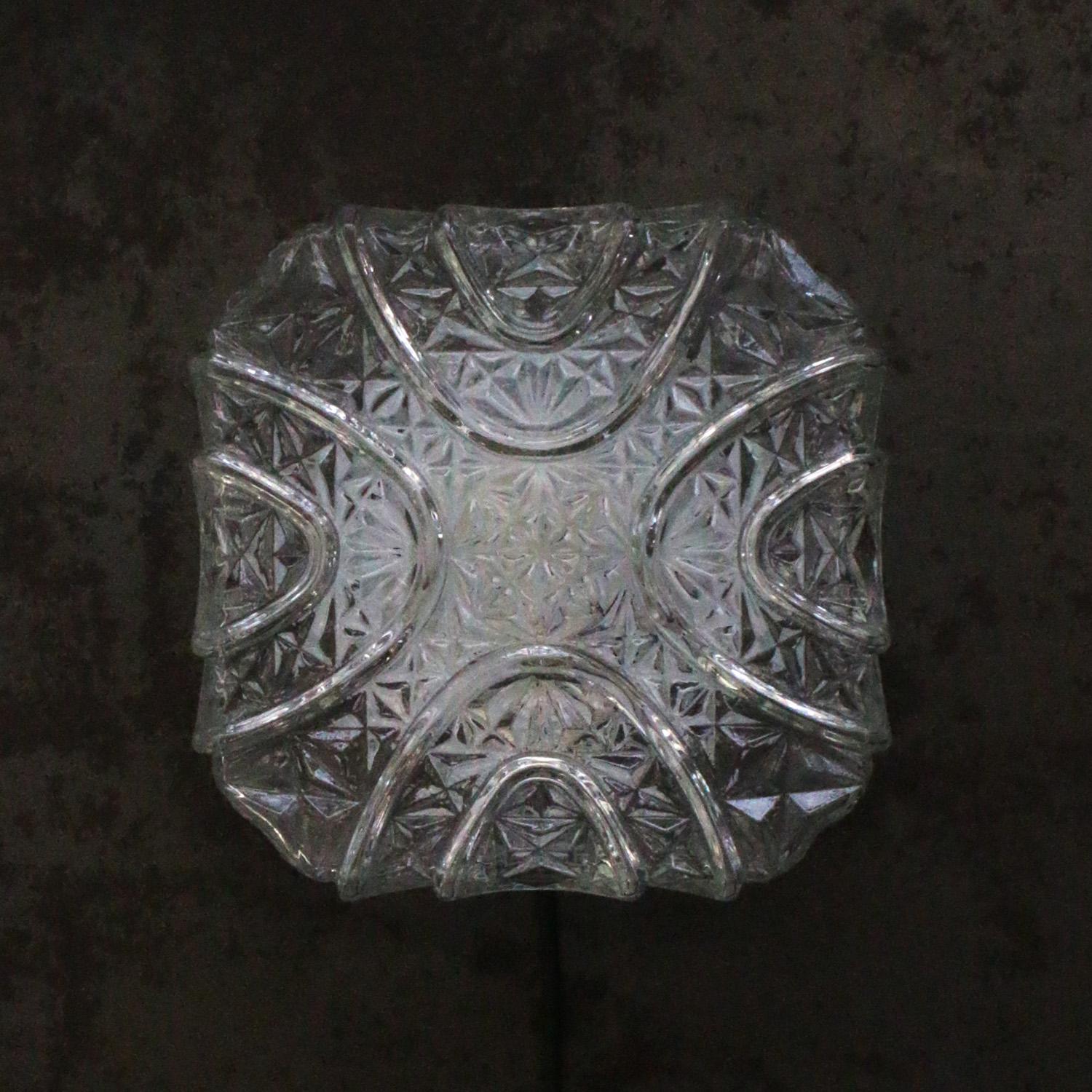 Industriale Lampada ad incasso quadrata in vetro trasparente del Mid-Century in vendita