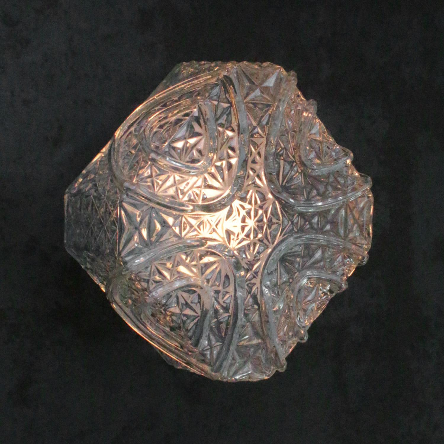 Tedesco Lampada ad incasso quadrata in vetro trasparente del Mid-Century in vendita