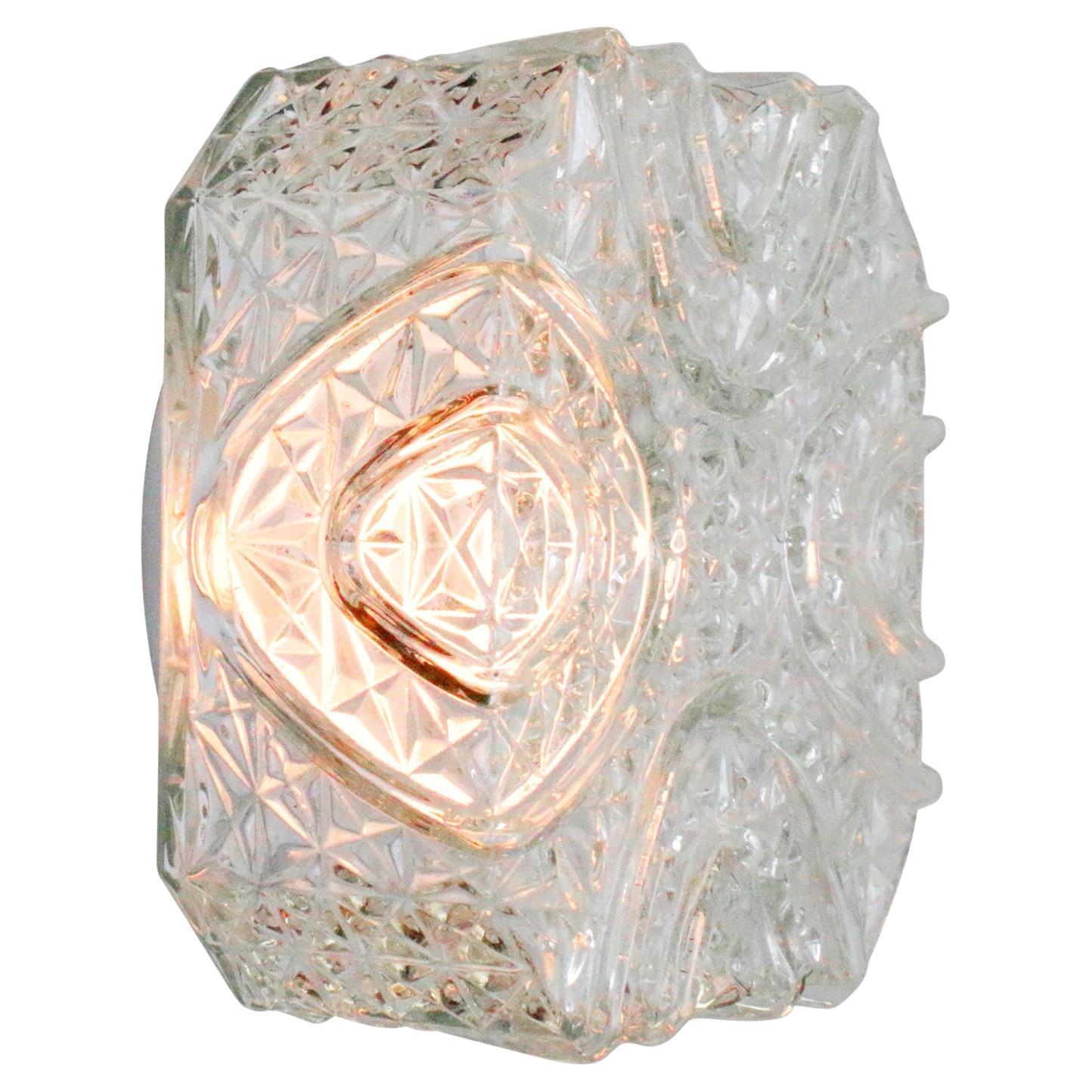 Mid-Century Square Clear Glass Sconce Flush Mount