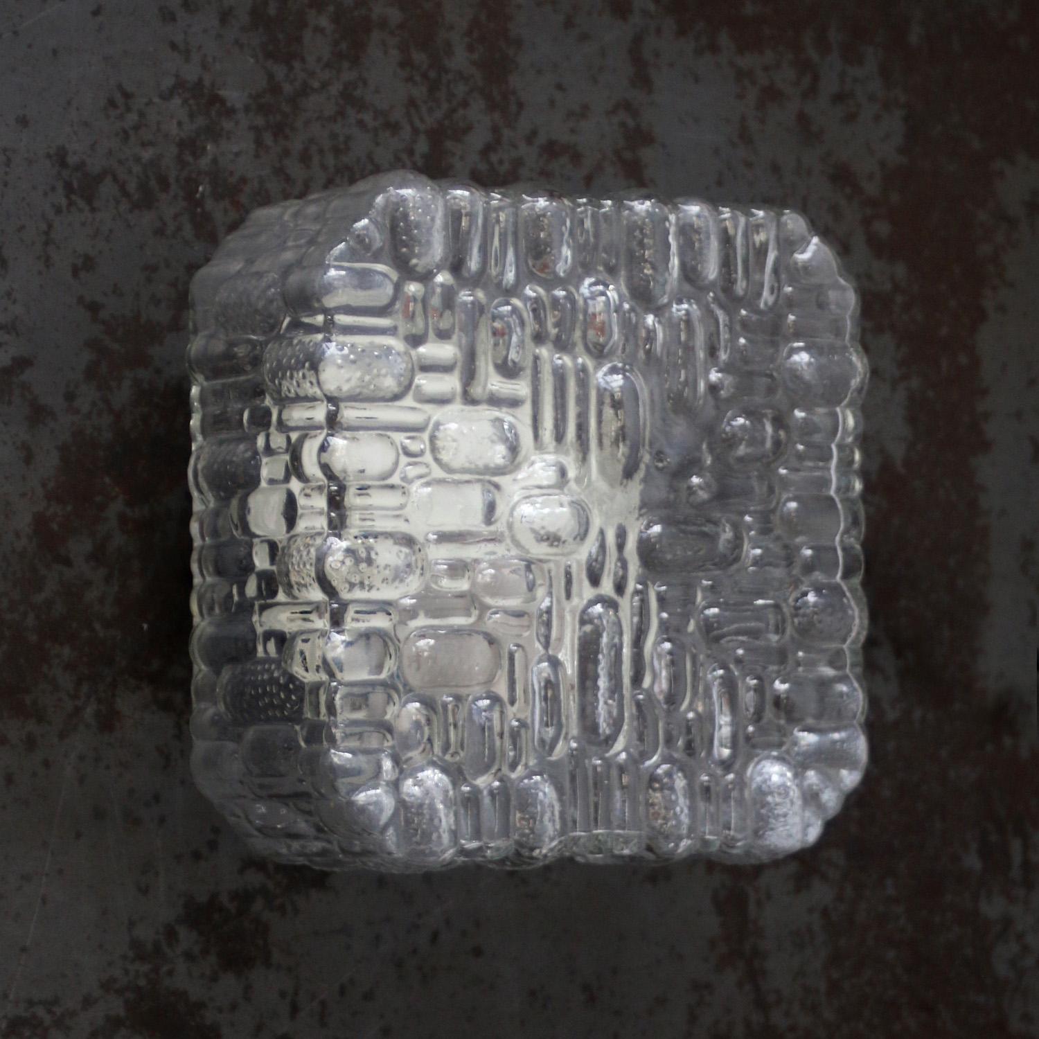 Industrial Mid-Century Square Clear Glass Sconces Flush Mounts For Sale