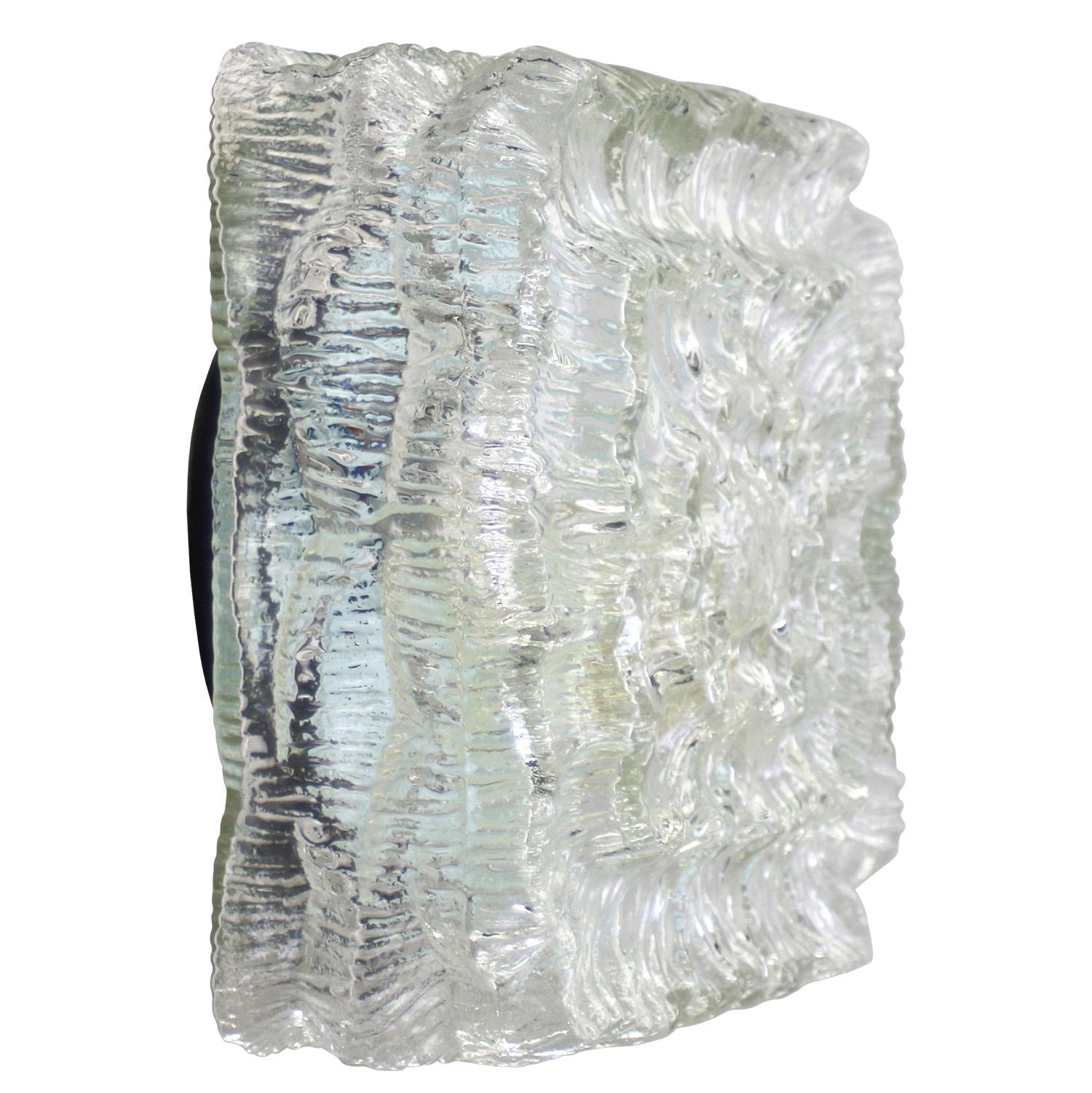 Empotrables Cuadrados de Vidrio Transparente de Mitad de Siglo Industrial en venta