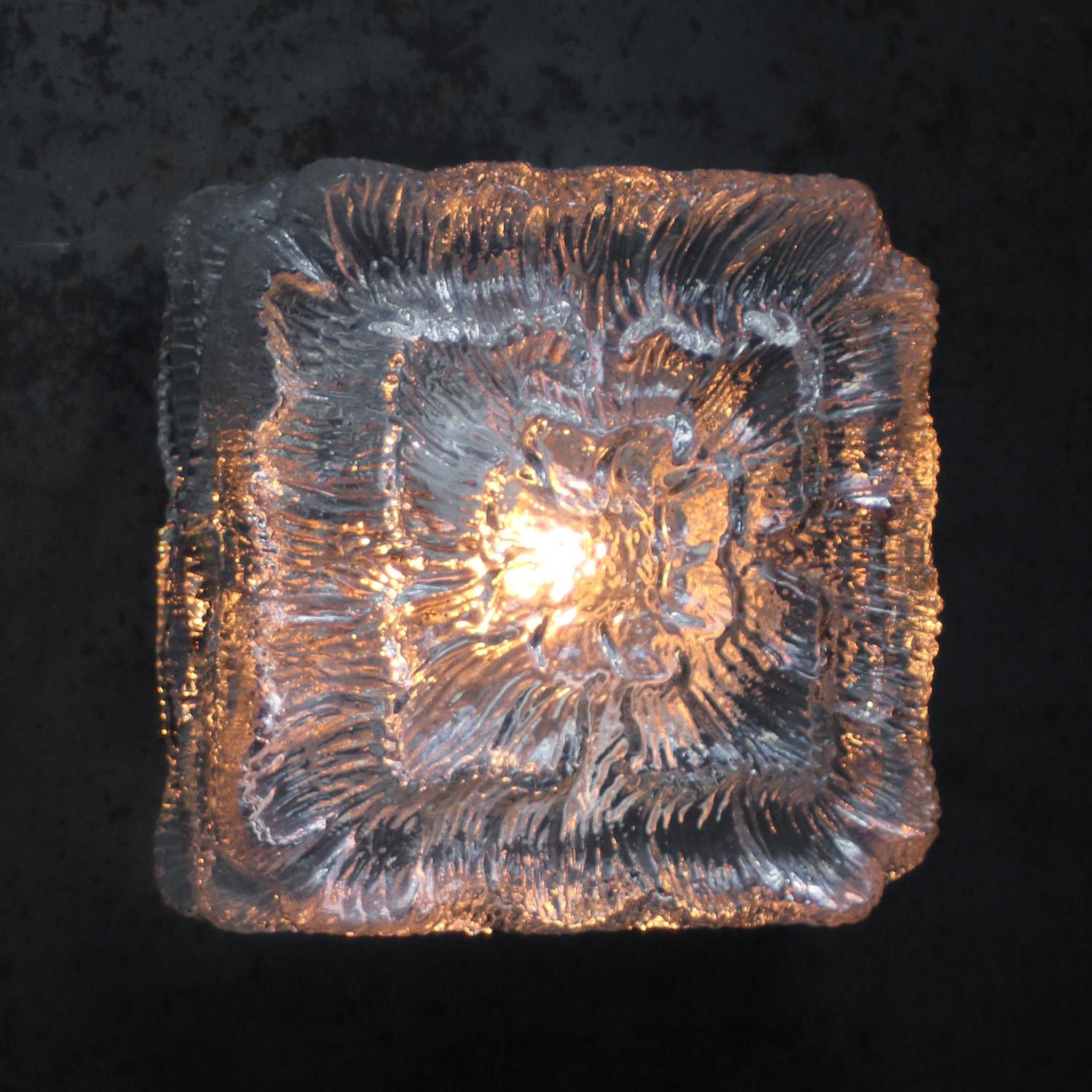 Empotrables Cuadrados de Vidrio Transparente de Mitad de Siglo Alemán en venta