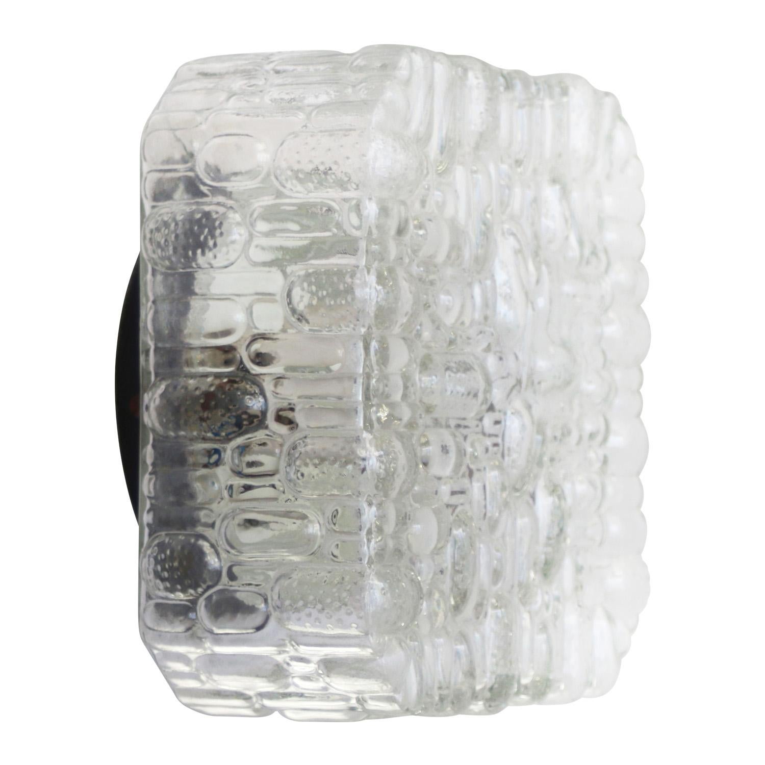 20th Century Mid-Century Square Clear Glass Sconces Flush Mounts For Sale