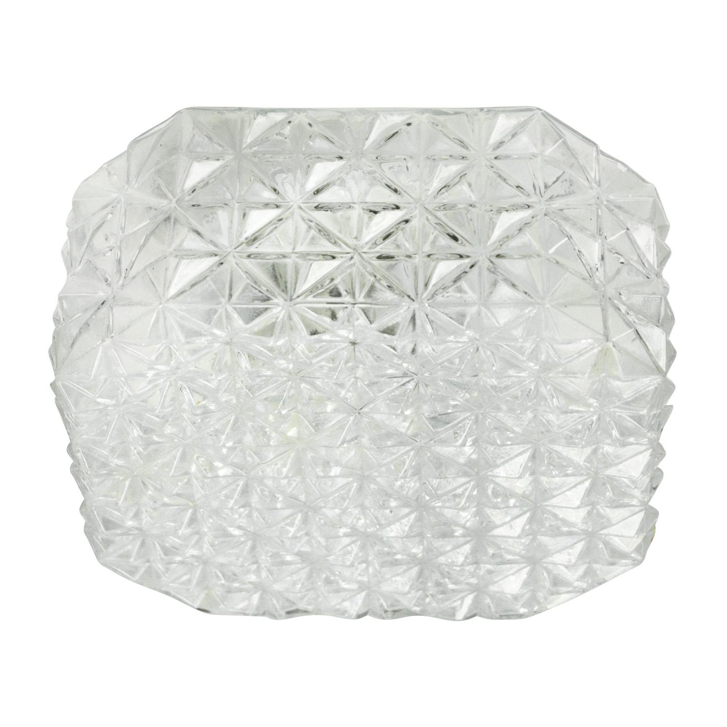 German Mid-Century Square Clear Glass Scone Flush Mount