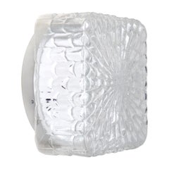 Lampade da parete quadrate in vetro trasparente di metà secolo